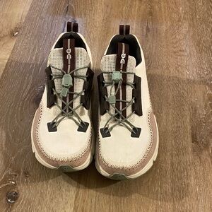 On Women’s Cloud Stylish Cream and Brown Sneakers